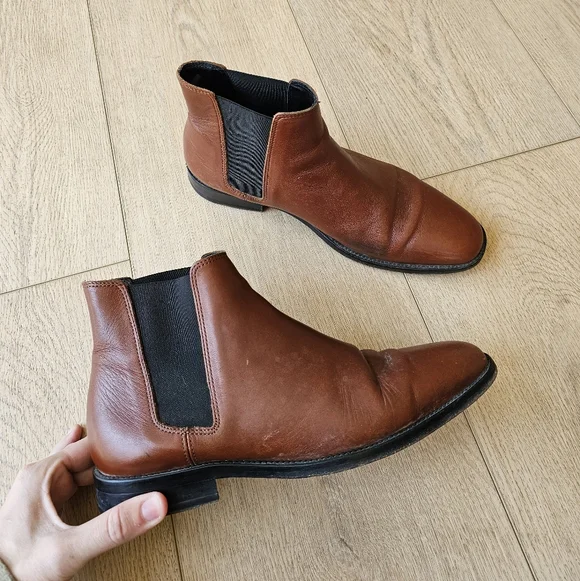 Sandro Rich Whiskey Brown Nappa Leather Chelsea Boots size 41/11 US Mens